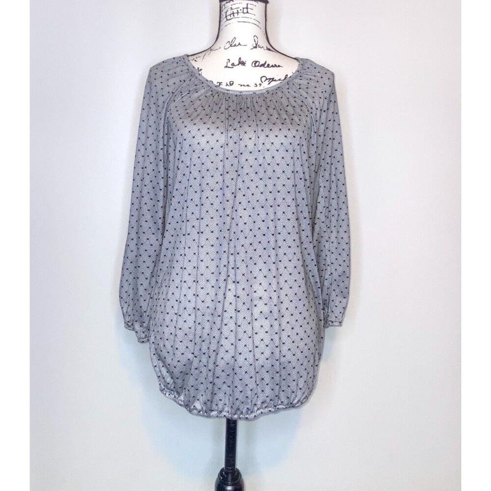 NWT Michael Kors Polka Dot Peasant Top Blouse SM Navy Bubble Hem Boho Chic